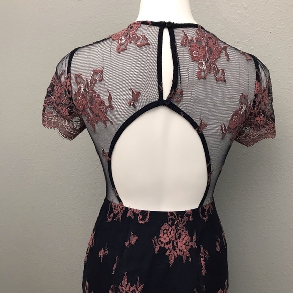 New! Lovers + Friends Mesh Lace Maxi Navy dress - Picture 5 of 9